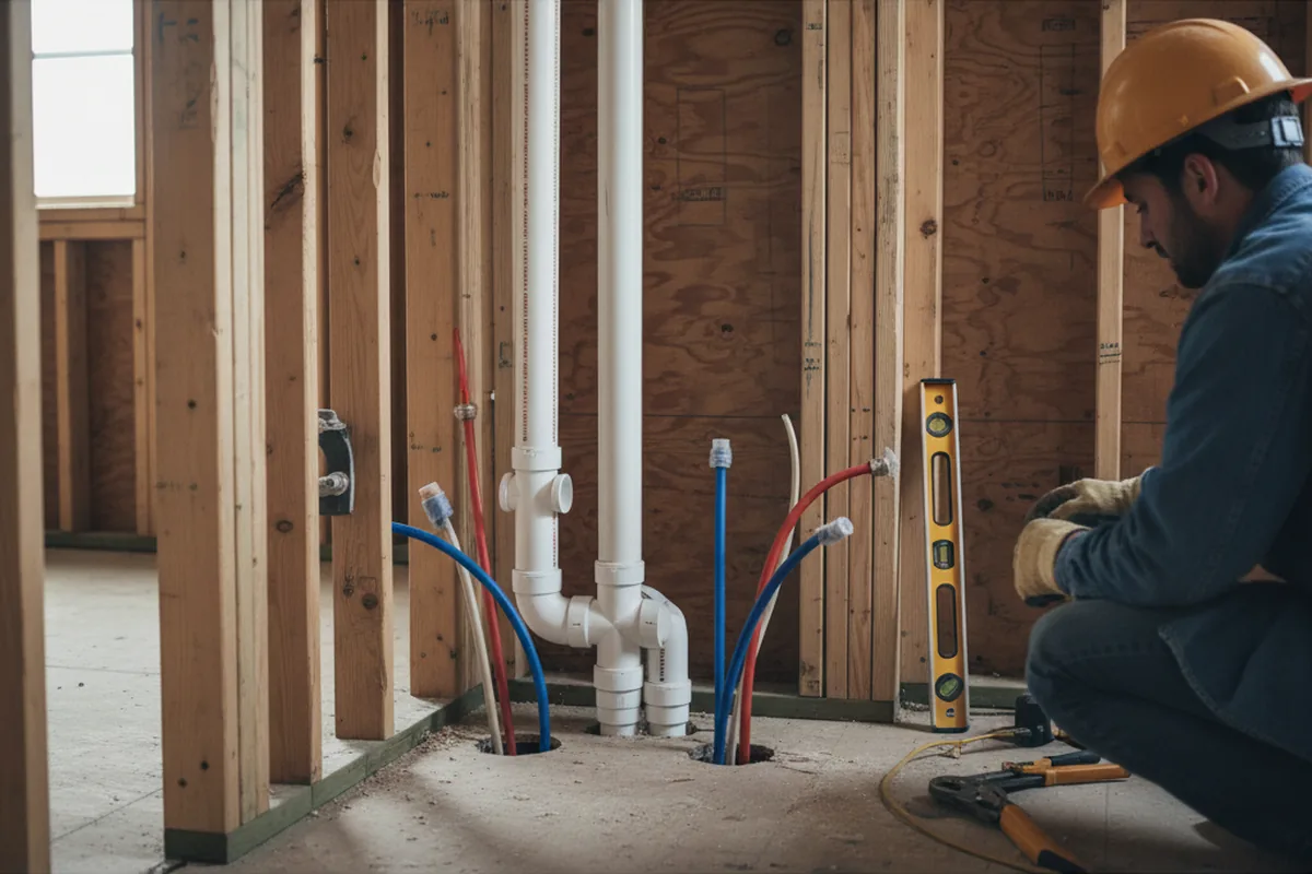 Drain and supply rough-in during Sump Pump Repair in Coltons Point